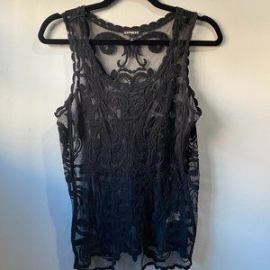 2/$10 Express Black Sheer Lace Tank